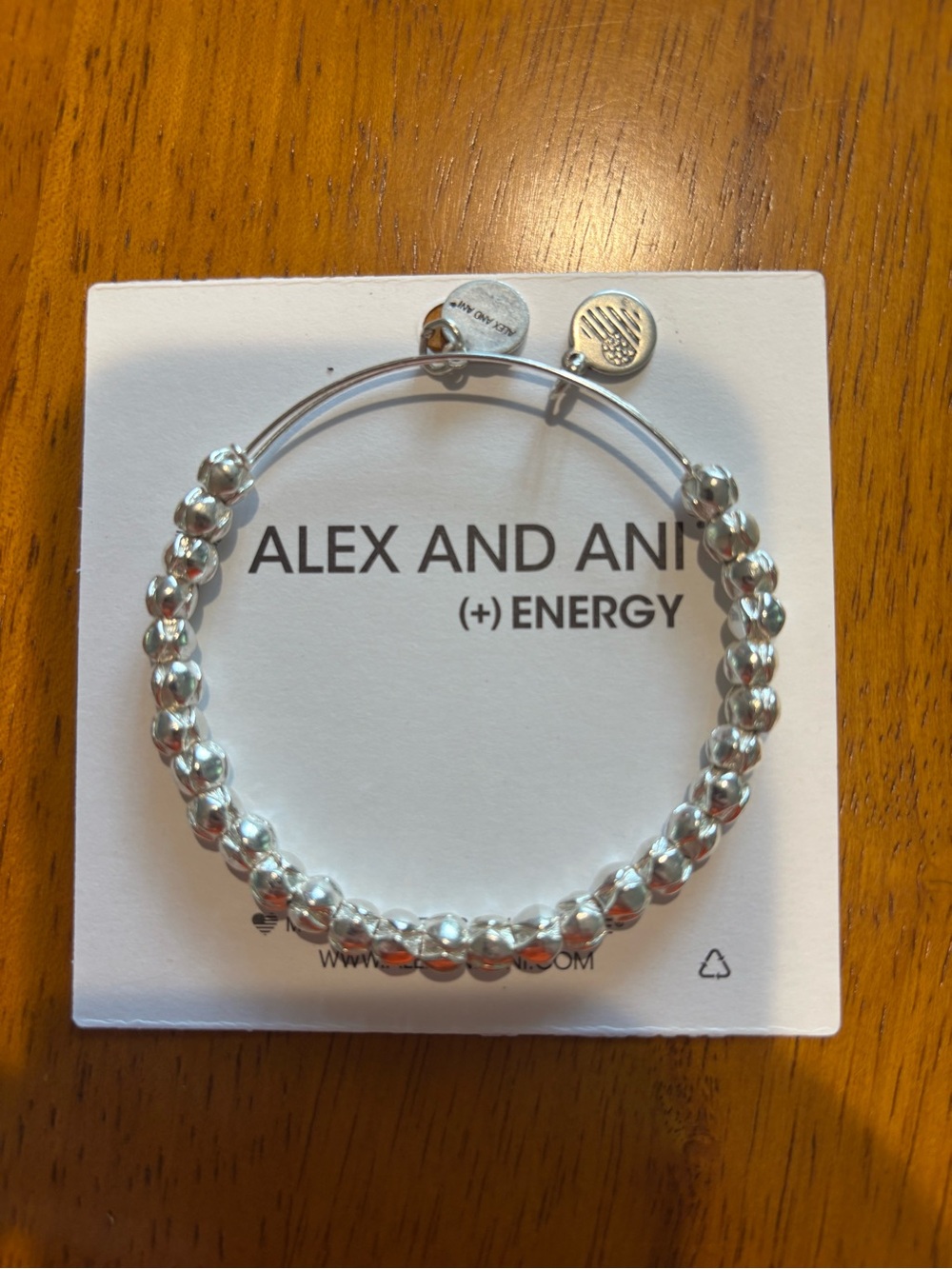 Alex and Ani Silver Beaded Expandable Bangle Bracelet
